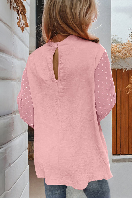 Bella Love Boutique California LLC Tops/Blouses & Shirts Russet Orange Swiss Dot Balloon Sleeve Loose Blouse