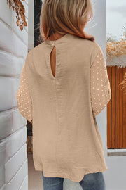 Bella Love Boutique California LLC Tops/Blouses & Shirts Russet Orange Swiss Dot Balloon Sleeve Loose Blouse