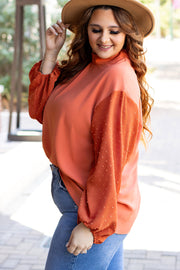 Bella Love Boutique California LLC Tops/Blouses & Shirts Russet Orange Swiss Dot Balloon Sleeve Loose Blouse