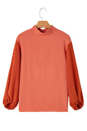 Bella Love Boutique California LLC Tops/Blouses & Shirts Russet Orange Swiss Dot Balloon Sleeve Loose Blouse