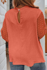 Bella Love Boutique California LLC Tops/Blouses & Shirts Russet Orange Swiss Dot Balloon Sleeve Loose Blouse