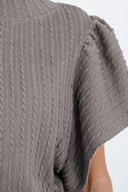 Bella Love Boutique California LLC Tops/Blouses & Shirts Sleet Solid Color Textured Flutter Sleeve Top