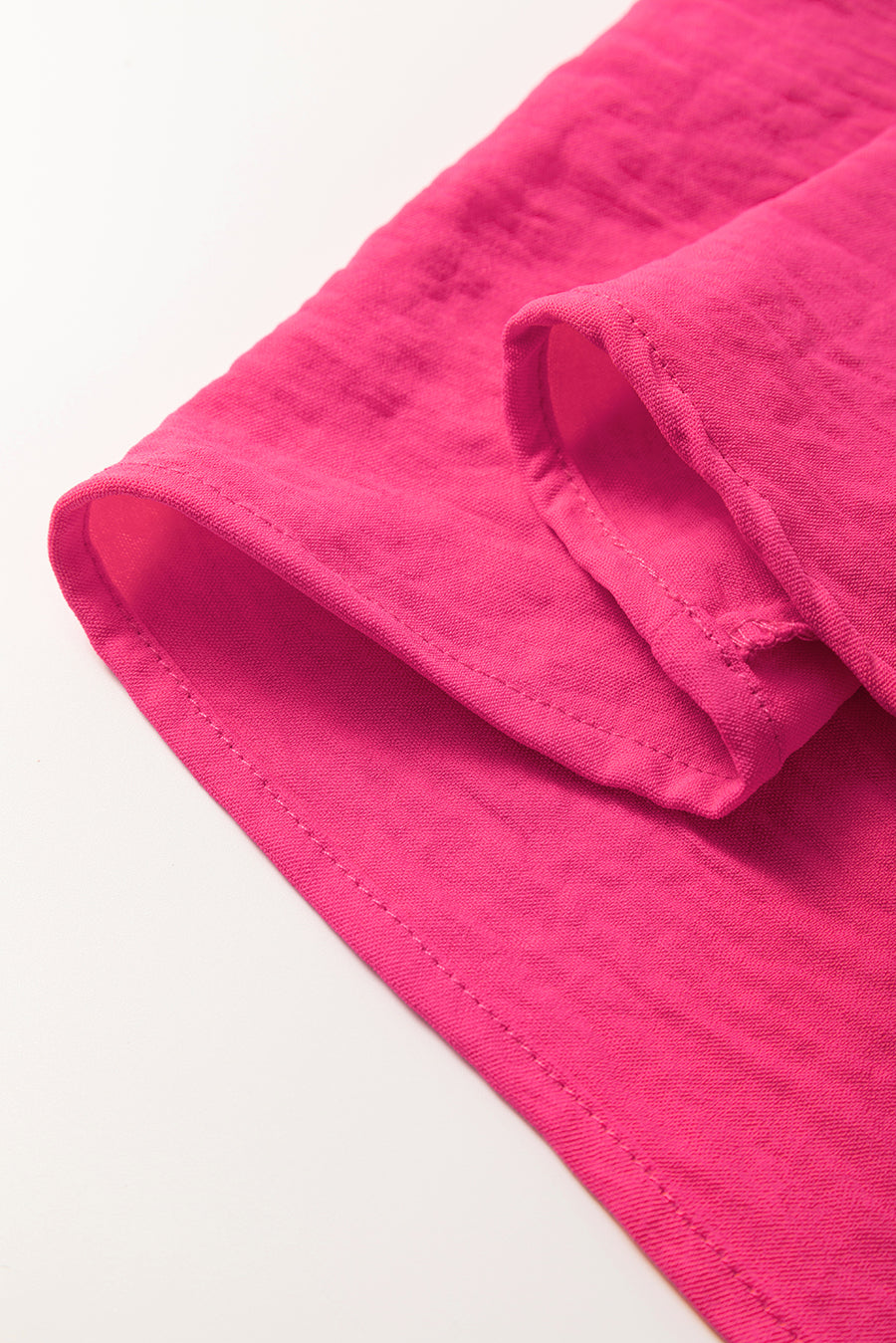 Bella Love Boutique California LLC Tops/Blouses & Shirts Solid Color Shirred Cuff Notch V Neck Blouse