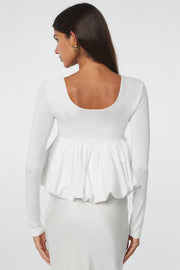 Bella Love Boutique California LLC Tops/Blouses & Shirts White U Neck Long Sleeve Bubble Hem Top