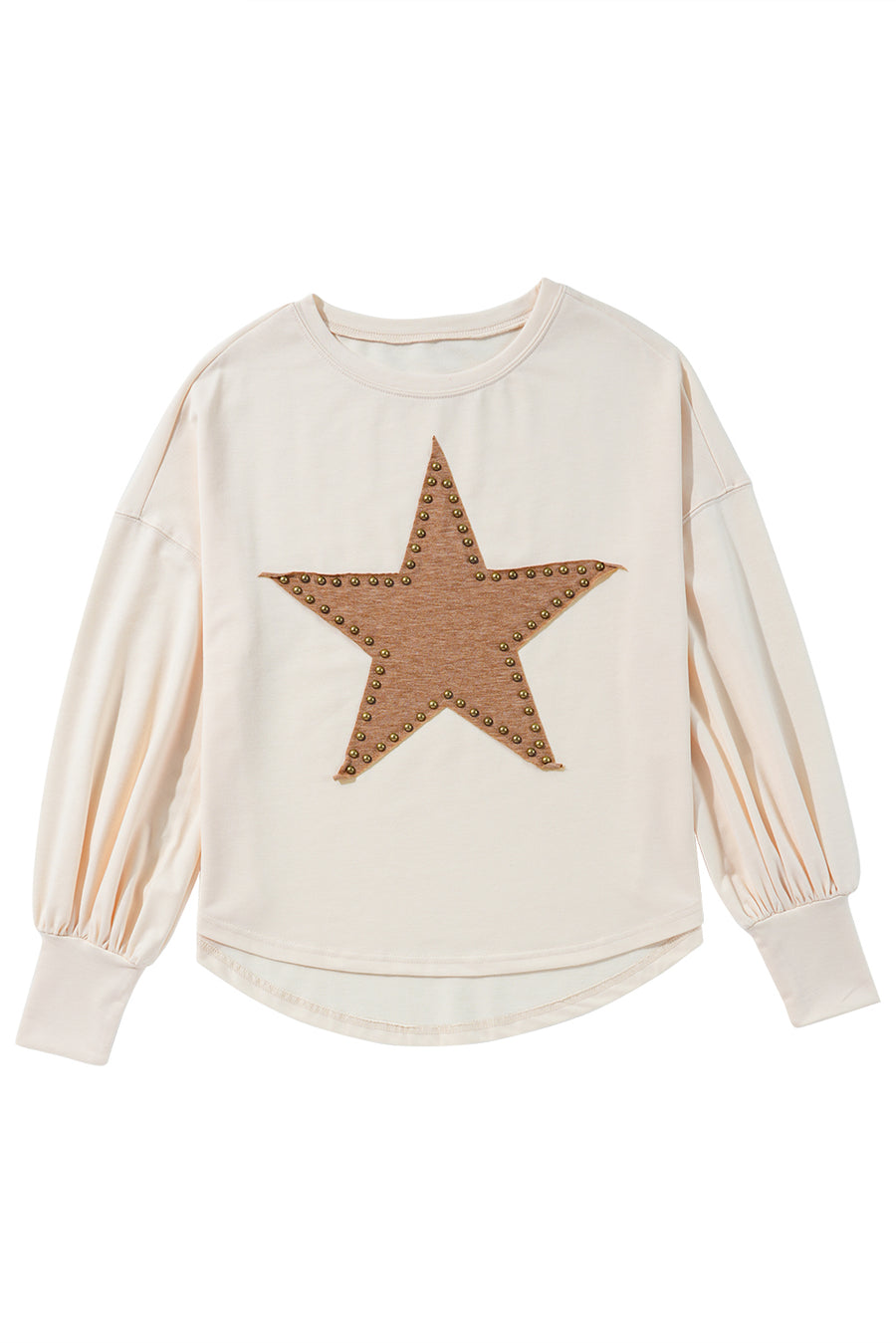 Bella Love Boutique California LLC Tops/Long Sleeve Tops Apricot Studded Star Graphic Oversized Long Sleeve Top