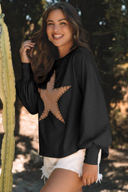 Bella Love Boutique California LLC Tops/Long Sleeve Tops Apricot Studded Star Graphic Oversized Long Sleeve Top