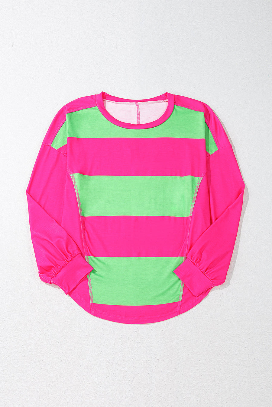 Bella Love Boutique California LLC Tops/Long Sleeve Tops Blue Colorblock Striped Drop Shoulder Loose Top