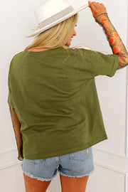 Bella Love Boutique California LLC Tops/Long Sleeve Tops Fern Green Faux Two Piece Floral Long Sleeve Patchwork Tee