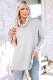 Bella Love Boutique California LLC Tops/Long Sleeve Tops Gray Cowl Neck Shift Tunic Top