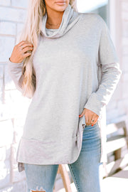 Bella Love Boutique California LLC Tops/Long Sleeve Tops Gray Cowl Neck Shift Tunic Top