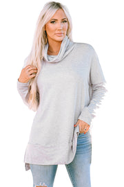 Bella Love Boutique California LLC Tops/Long Sleeve Tops Gray Cowl Neck Shift Tunic Top