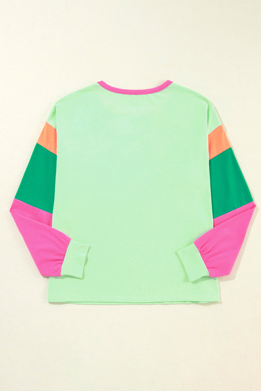 Bella Love Boutique California LLC Tops/Long Sleeve Tops Green Colorblock Patchwork Long Sleeve Loose Top
