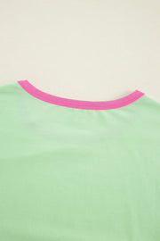 Bella Love Boutique California LLC Tops/Long Sleeve Tops Green Colorblock Patchwork Long Sleeve Loose Top