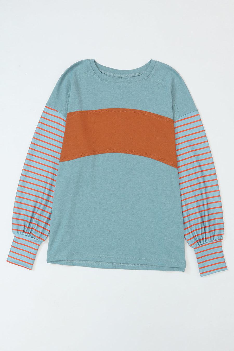 Bella Love Boutique California LLC Tops/Long Sleeve Tops Green Colorblock Striped Bishop Sleeve Top