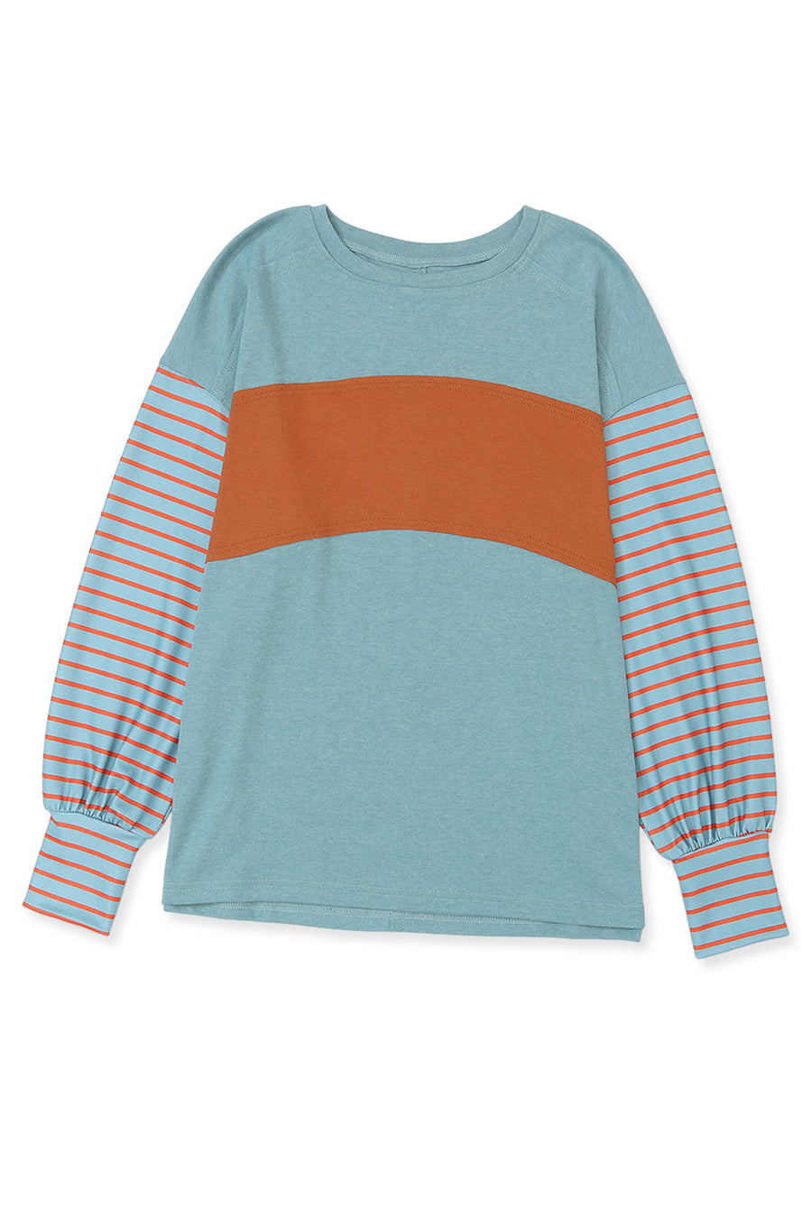Bella Love Boutique California LLC Tops/Long Sleeve Tops Green Colorblock Striped Bishop Sleeve Top