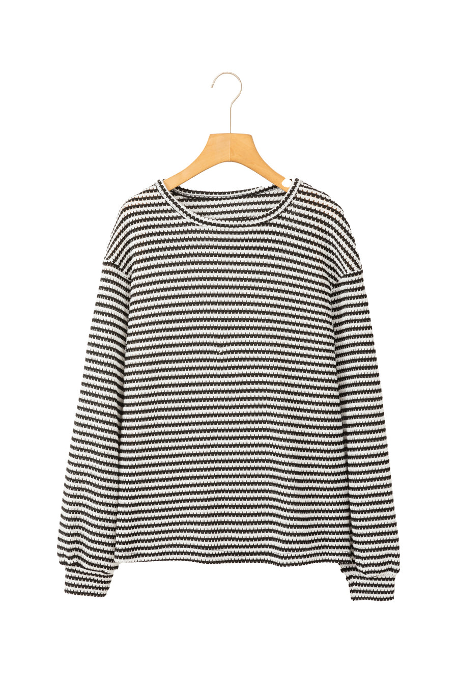 Bella Love Boutique California LLC Tops/Long Sleeve Tops Khaki Stripe Round Neck Drop Shoulder Long Sleeve Top