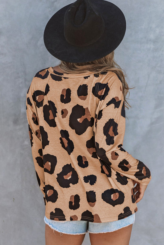 Bella Love Boutique California LLC Tops/Long Sleeve Tops Leopard Print Long Sleeve Loose Top