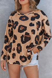 Bella Love Boutique California LLC Tops/Long Sleeve Tops Leopard Print Long Sleeve Loose Top