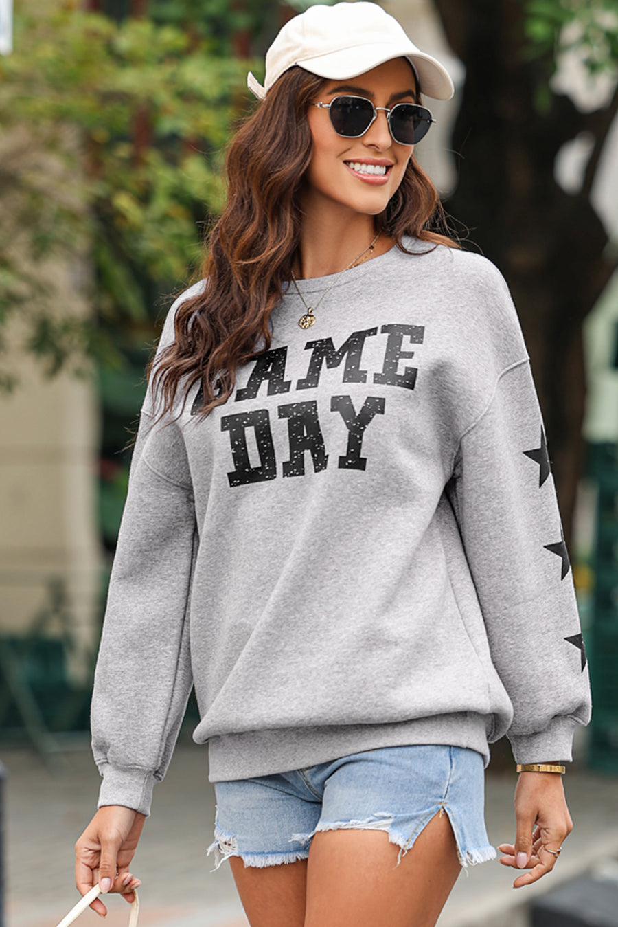 Black Game Day Graphic Rugby Football Season Sweatshirt