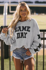 Bella Love Boutique California LLC Tops/Sweatshirts & Hoodies Black Game Day Graphic Rugby Football Season Sweatshirt