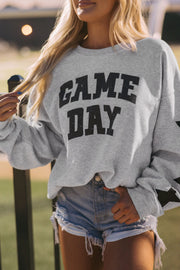 Bella Love Boutique California LLC Tops/Sweatshirts & Hoodies Black / S / 50%Polyester+50%Cotton Black Game Day Graphic Rugby Football Season Sweatshirt