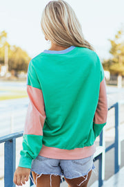 Bella Love Boutique California LLC Tops/Sweatshirts & Hoodies Blossom Colorblock Patchwork Drop Shoulder Sweatshirt