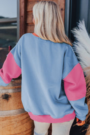 Bella Love Boutique California LLC Tops/Sweatshirts & Hoodies Blossom Colorblock Patchwork Drop Shoulder Sweatshirt