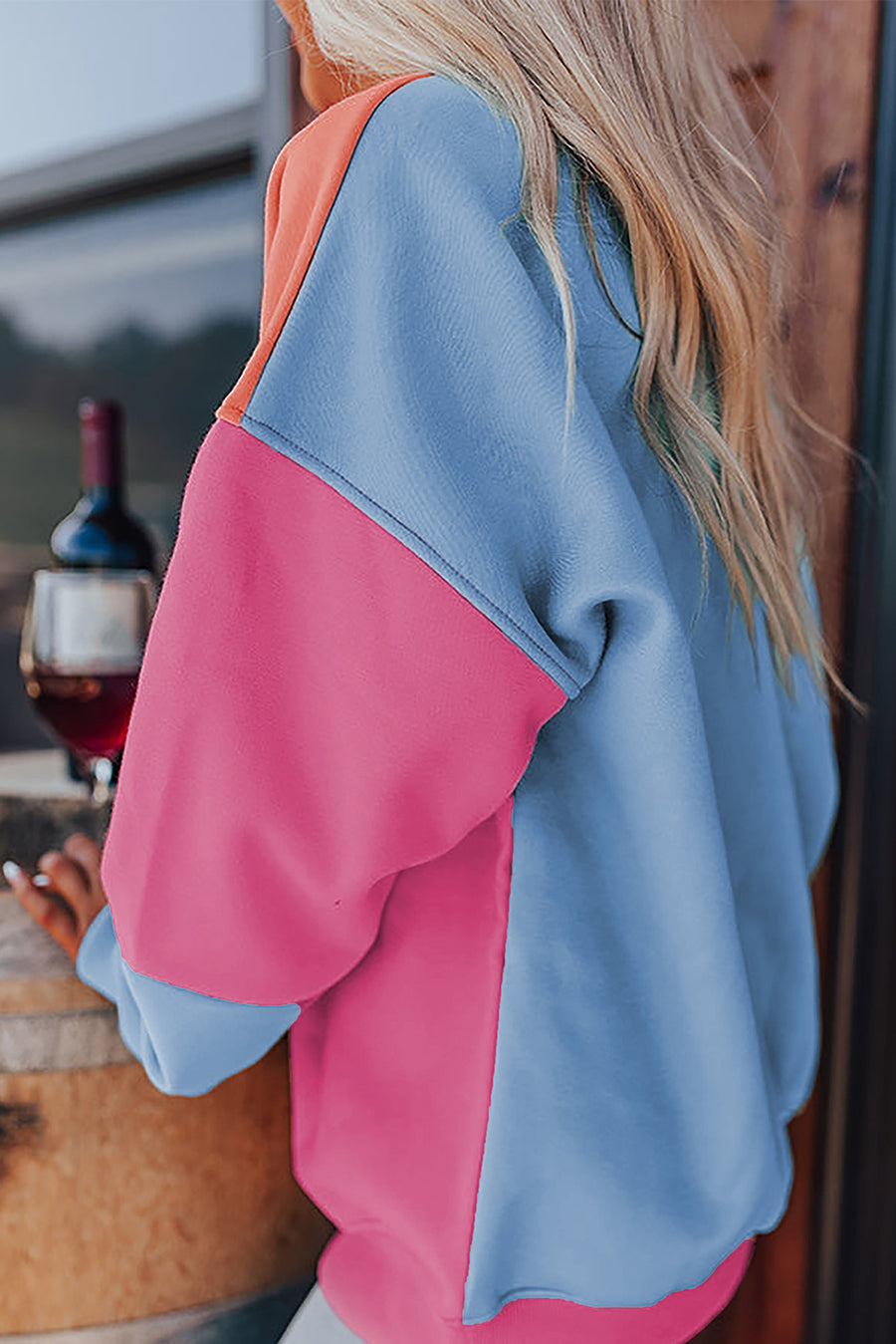 Bella Love Boutique California LLC Tops/Sweatshirts & Hoodies Blossom Colorblock Patchwork Drop Shoulder Sweatshirt