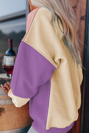 Bella Love Boutique California LLC Tops/Sweatshirts & Hoodies Blossom Colorblock Patchwork Drop Shoulder Sweatshirt