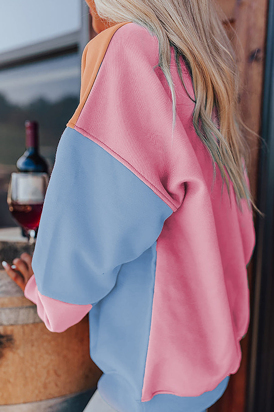 Bella Love Boutique California LLC Tops/Sweatshirts & Hoodies Blossom Colorblock Patchwork Drop Shoulder Sweatshirt