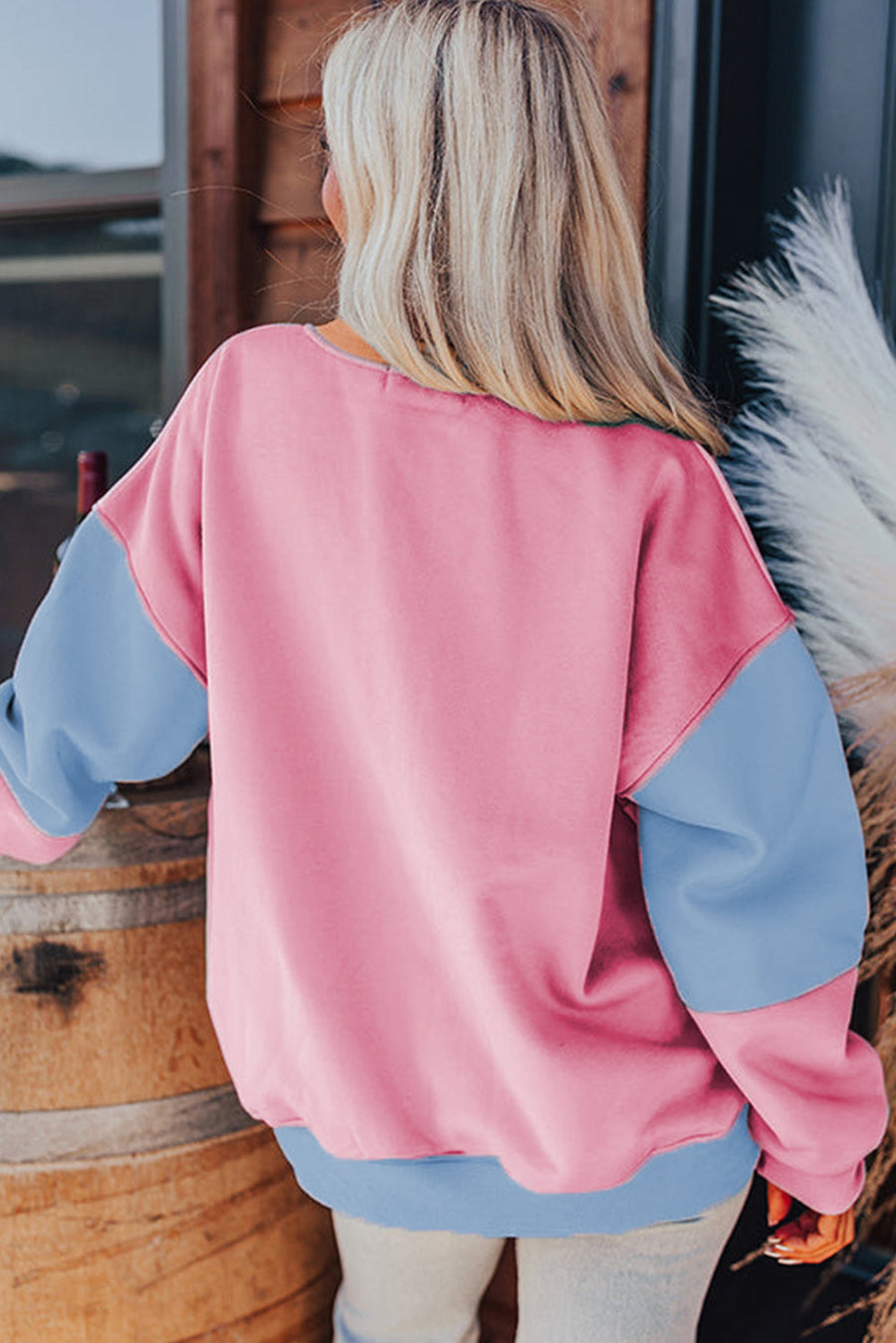 Bella Love Boutique California LLC Tops/Sweatshirts & Hoodies Blossom Colorblock Patchwork Drop Shoulder Sweatshirt