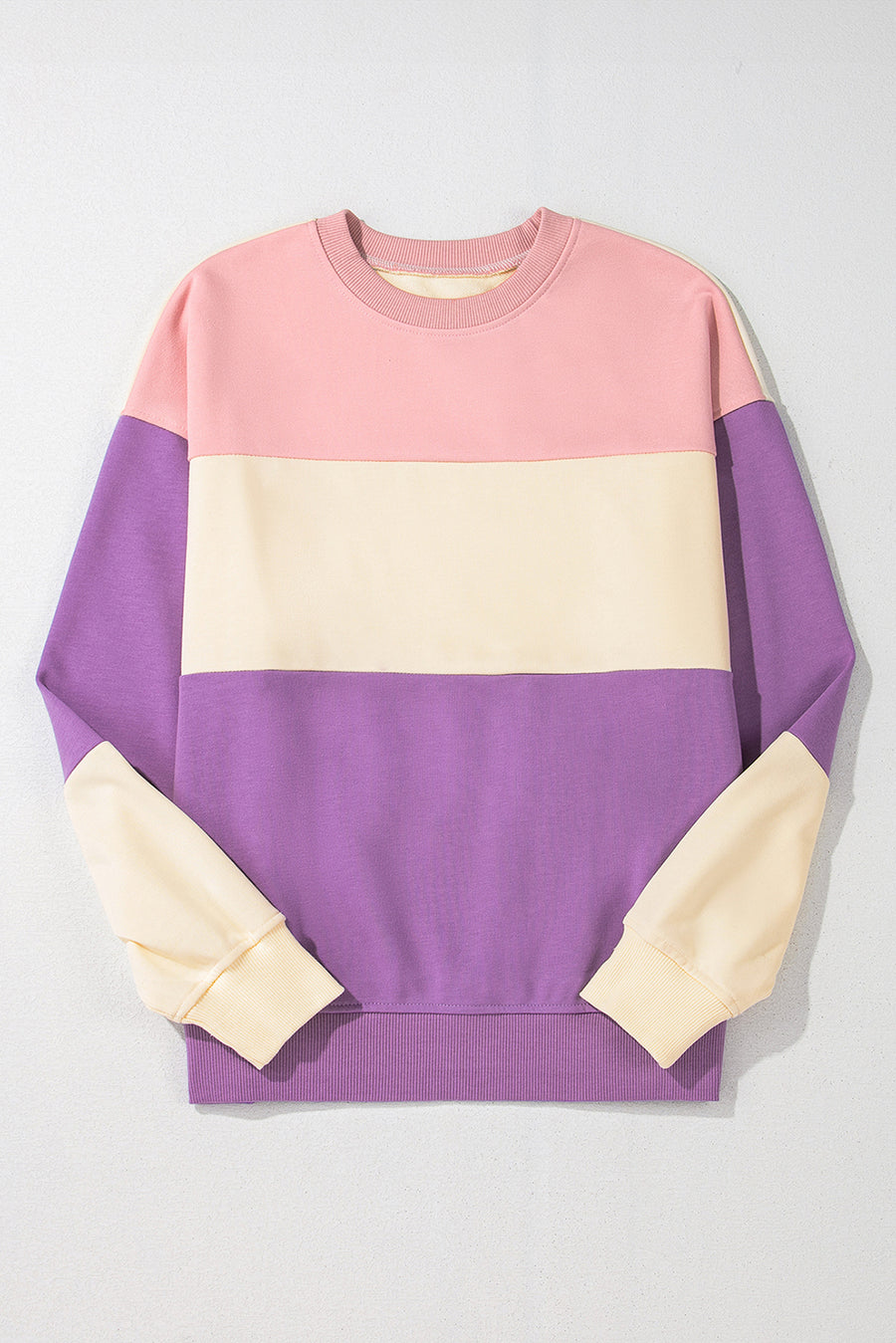 Bella Love Boutique California LLC Tops/Sweatshirts & Hoodies Blossom Colorblock Patchwork Drop Shoulder Sweatshirt