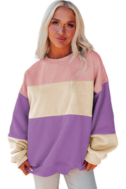 Bella Love Boutique California LLC Tops/Sweatshirts & Hoodies Blossom Colorblock Patchwork Drop Shoulder Sweatshirt