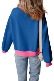 Bella Love Boutique California LLC Tops/Sweatshirts & Hoodies Blue Colorblock Bubble Sleeve Sweatshirt