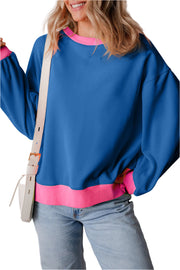 Bella Love Boutique California LLC Tops/Sweatshirts & Hoodies Blue Colorblock Bubble Sleeve Sweatshirt