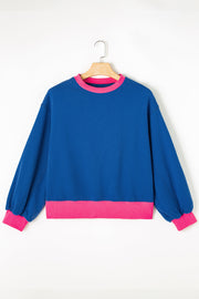 Bella Love Boutique California LLC Tops/Sweatshirts & Hoodies Blue Colorblock Bubble Sleeve Sweatshirt