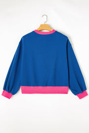 Bella Love Boutique California LLC Tops/Sweatshirts & Hoodies Blue Colorblock Bubble Sleeve Sweatshirt