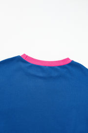 Bella Love Boutique California LLC Tops/Sweatshirts & Hoodies Blue Colorblock Bubble Sleeve Sweatshirt