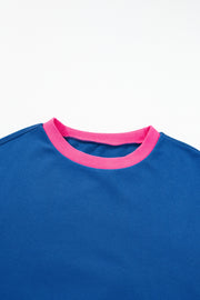 Bella Love Boutique California LLC Tops/Sweatshirts & Hoodies Blue Colorblock Bubble Sleeve Sweatshirt