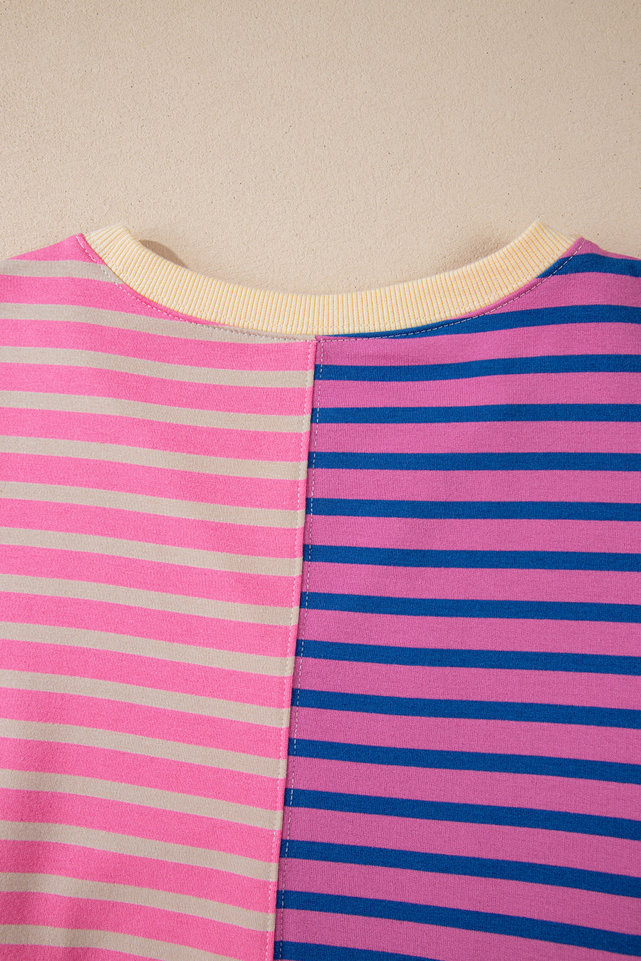 Bella Love Boutique California LLC Tops/Sweatshirts & Hoodies Casual Stripe Colorblock Drop Shoulder Oversize Sweatshirt