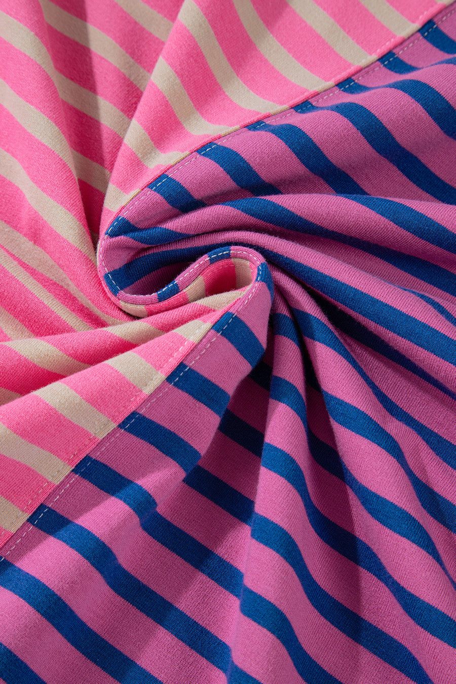Bella Love Boutique California LLC Tops/Sweatshirts & Hoodies Casual Stripe Colorblock Drop Shoulder Oversize Sweatshirt