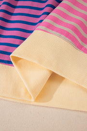 Bella Love Boutique California LLC Tops/Sweatshirts & Hoodies Casual Stripe Colorblock Drop Shoulder Oversize Sweatshirt