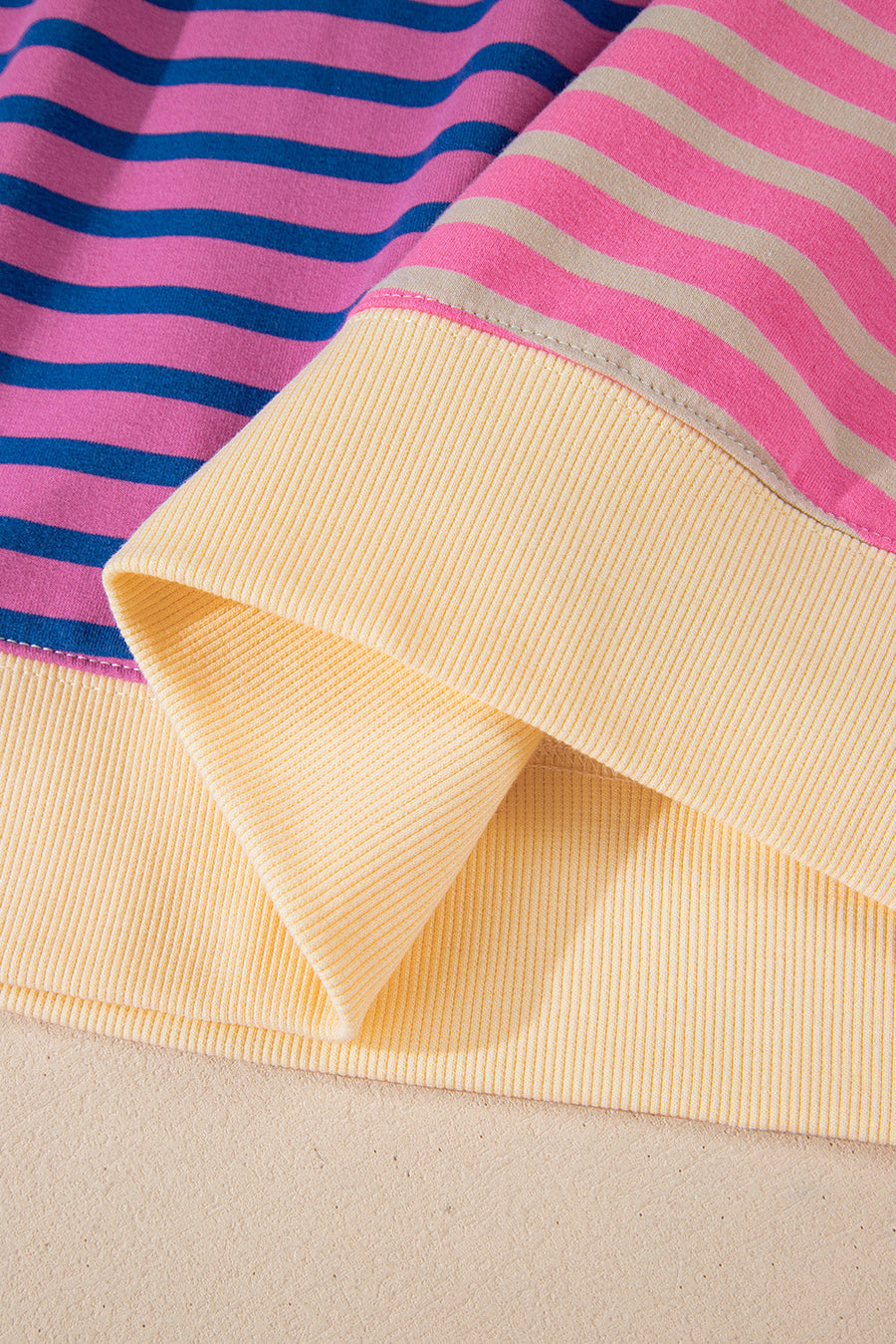 Bella Love Boutique California LLC Tops/Sweatshirts & Hoodies Casual Stripe Colorblock Drop Shoulder Oversize Sweatshirt