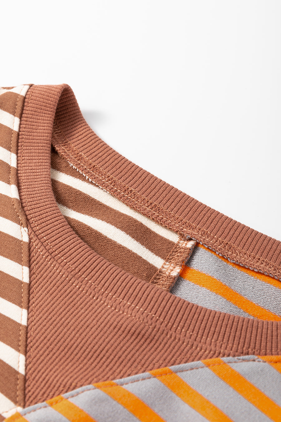 Bella Love Boutique California LLC Tops/Sweatshirts & Hoodies Casual Stripe Colorblock Drop Shoulder Oversize Sweatshirt