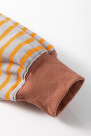 Bella Love Boutique California LLC Tops/Sweatshirts & Hoodies Casual Stripe Colorblock Drop Shoulder Oversize Sweatshirt