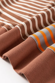 Bella Love Boutique California LLC Tops/Sweatshirts & Hoodies Casual Stripe Colorblock Drop Shoulder Oversize Sweatshirt
