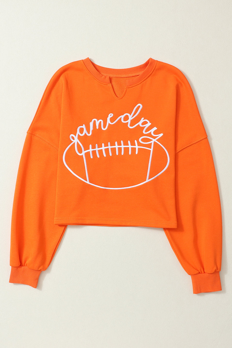 Bella Love Boutique California LLC Tops/Sweatshirts & Hoodies Orange Game Day Lettering Rugby Football Notched Neck Sweatshirt