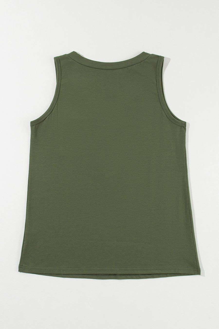 Jungle Green Half Button V Neck Patched Pocket Tank Top