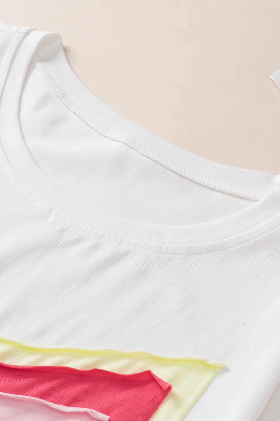 Bella Love Boutique California LLC Tops/Tops & Tees White Colorblock Star Patched Half Sleeve Oversized Tee