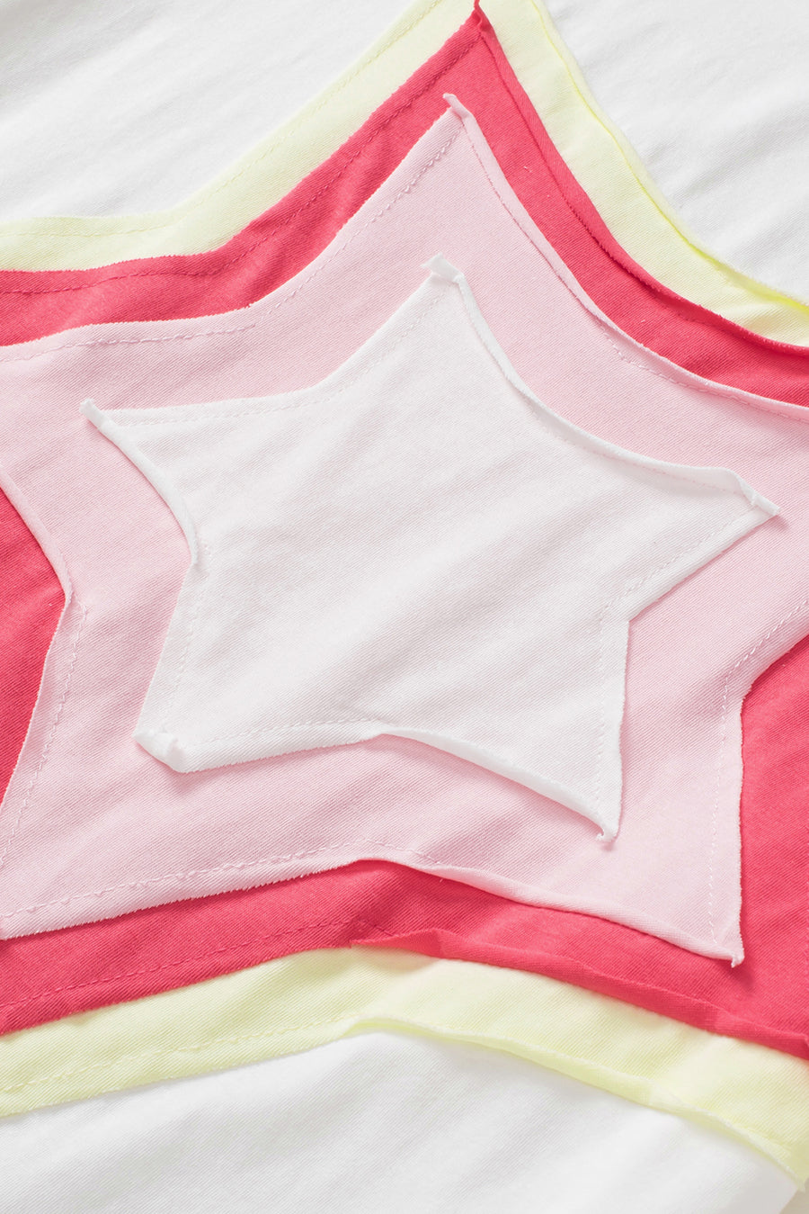 Bella Love Boutique California LLC Tops/Tops & Tees White Colorblock Star Patched Half Sleeve Oversized Tee